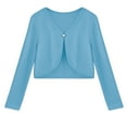 thumbnail image 7 of Xyant Girls Open Front Cardigan Kids Girls Shrug Children Knit Long Sleeve Bolero for Girls with Button Closure (Sky Blue,7-8 Years), 7 of 7