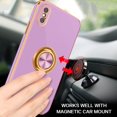 thumbnail image 6 of iPhone X Case,iPhone Xs Case,Slim Fit Soft 360° Ring Holder Kickstand Magnetic Car Mount Supported Soft Shockproof Drop Protective Phone Cover for Apple iPhone X/XS 5.8 Inch, Purple/Golden, 6 of 18