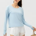 thumbnail image 2 of fatyb Womens Long Sleeve Workout Tops Crew Neck Sun Protection Outdoor Shirts Lightweight with Thumb Holes, 2 of 6