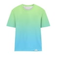 thumbnail image 4 of Women's Gradient Color Round Neck T-Shirt - Trendy Short Sleeve Casual Tee Soft Stretch Fabric for Streetwear & Summer Outfits, Mint Green Women‘S Short Sleeve Gradient Color Fashion Round Neck, 4 of 5