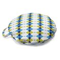 thumbnail image 1 of Abstract Art Round Floor Cushion with Handle, Geometric Oval Shaped Ellipse Interlocking Round Circles Curves, Pillow for Living Room & Dorms, 18" Round, Indigo Apple Green Blue, by Ambesonne, 1 of 4