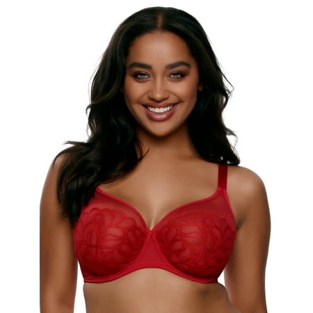 

Paramour by Felina | Lotus Embroidered Unlined Bra | Ultra-Light (Tango Red Lurex 36D)