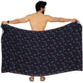 thumbnail image 4 of LA LEELA Men's Swimwear Beach Summer Pareo Long Sarong Wrap One Size Blue, Leaves Vacation Holiday Aloha, 4 of 5