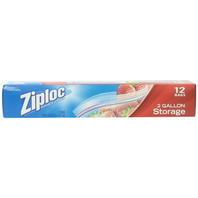 Ziploc® 01143 Jumbo Double Zipper Storage Bags, 2-Gallon, 12-Count