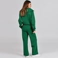 thumbnail image 4 of Mohiass Women's 2 Piece Lounge Sets Long Sleeve Half Zip Sweatshirts Wide Leg Drawstring Elastic Waist Pants Casual Tracksuit Dark Green S, 4 of 6