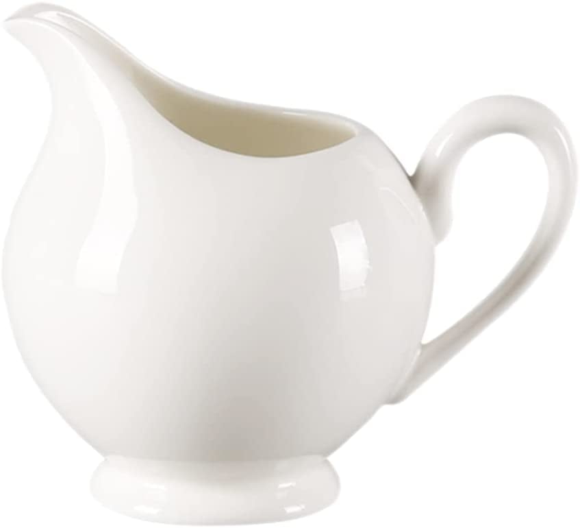 DanceeMangoo Pure White Porcelain Creamer Pitcher with Handle, 6 Oz Serving Pitcher for Tea