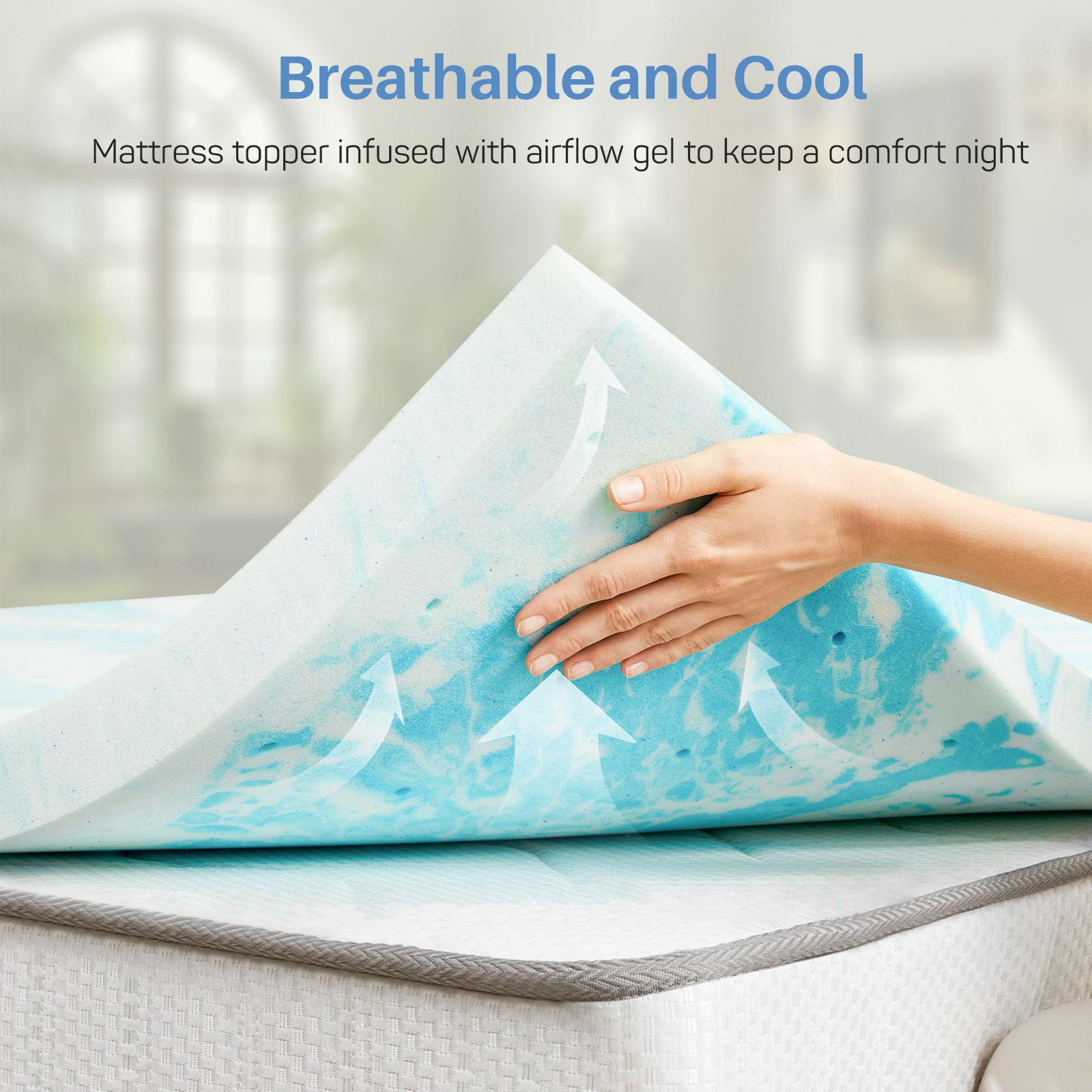 3 inch Gel Memory Foam Mattress Topper Twin- CertiPUR-US Certified Cooling Layer for Enhanced Comfort