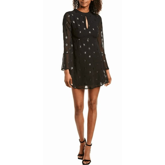 Romeo and Juliet Couture BLACK Chiffon Embroidered Sequin A-Line Dress, US Large