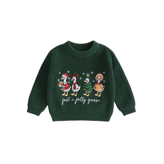 RUINIXCW Toddler Baby Boy Girl Christmas Ugly Sweater Outfit Kids Fall Winter Sweaters Goose Embroidery Knitwear Jumper Pullover Tops Xmas Clothes