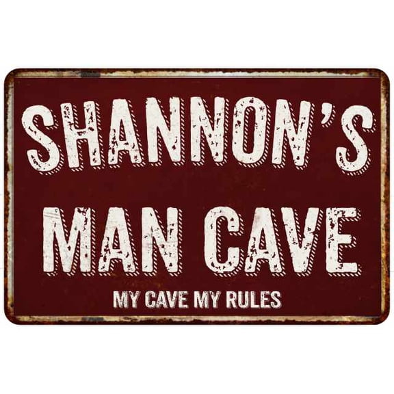 SHANNON'S Man Cave Red Grunge Sign Metal 8x12 Decor 108120003437