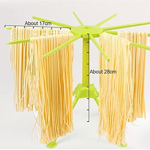 Foldable Pasta Drying Rack- Plastic Spaghetti Household Noodle Dryer with  10 Bar Handles 