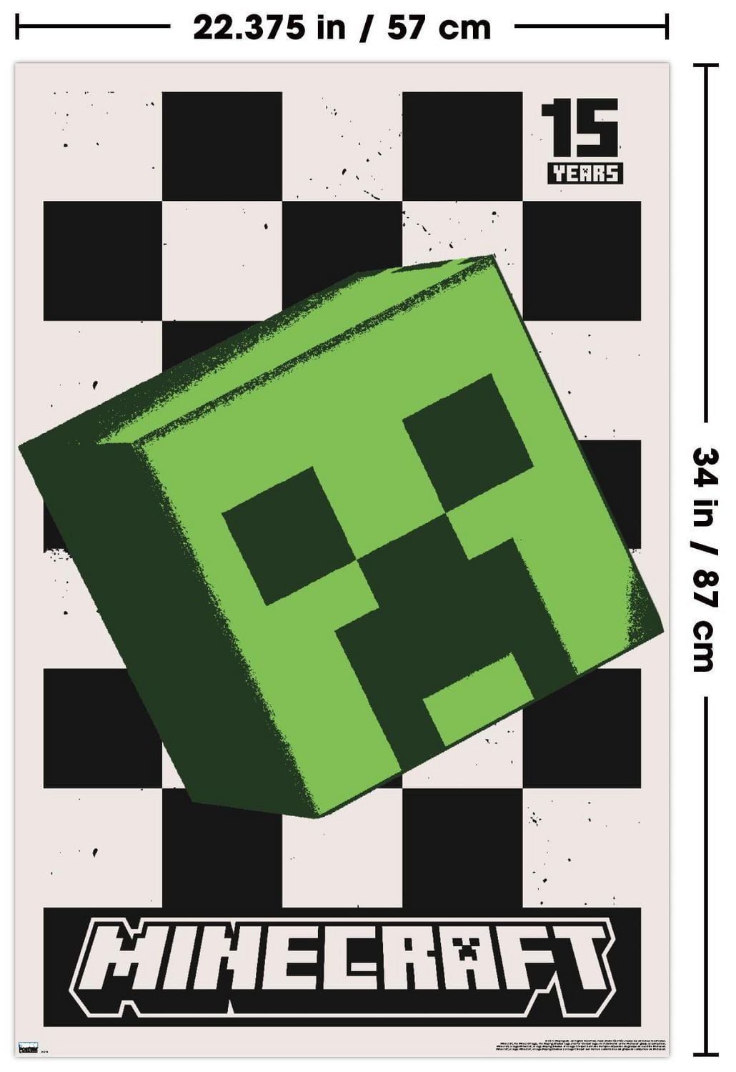 Minecraft: 15th Anniversary - Posterized Creeper Wall Poster, 22.375" x 34"
