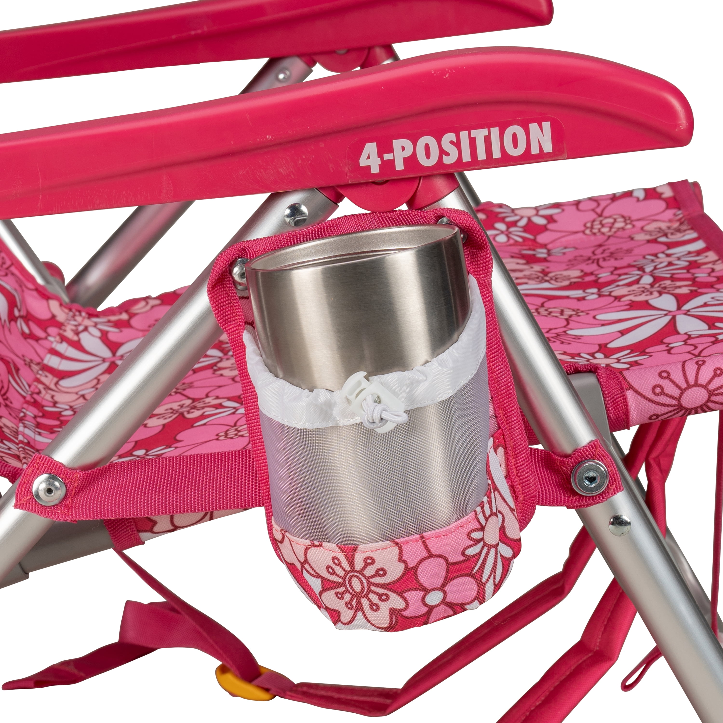 GCI Outdoor Backpack Beach Chair Lightweight Low Profile Reclining Chair, Floral Sport Pink