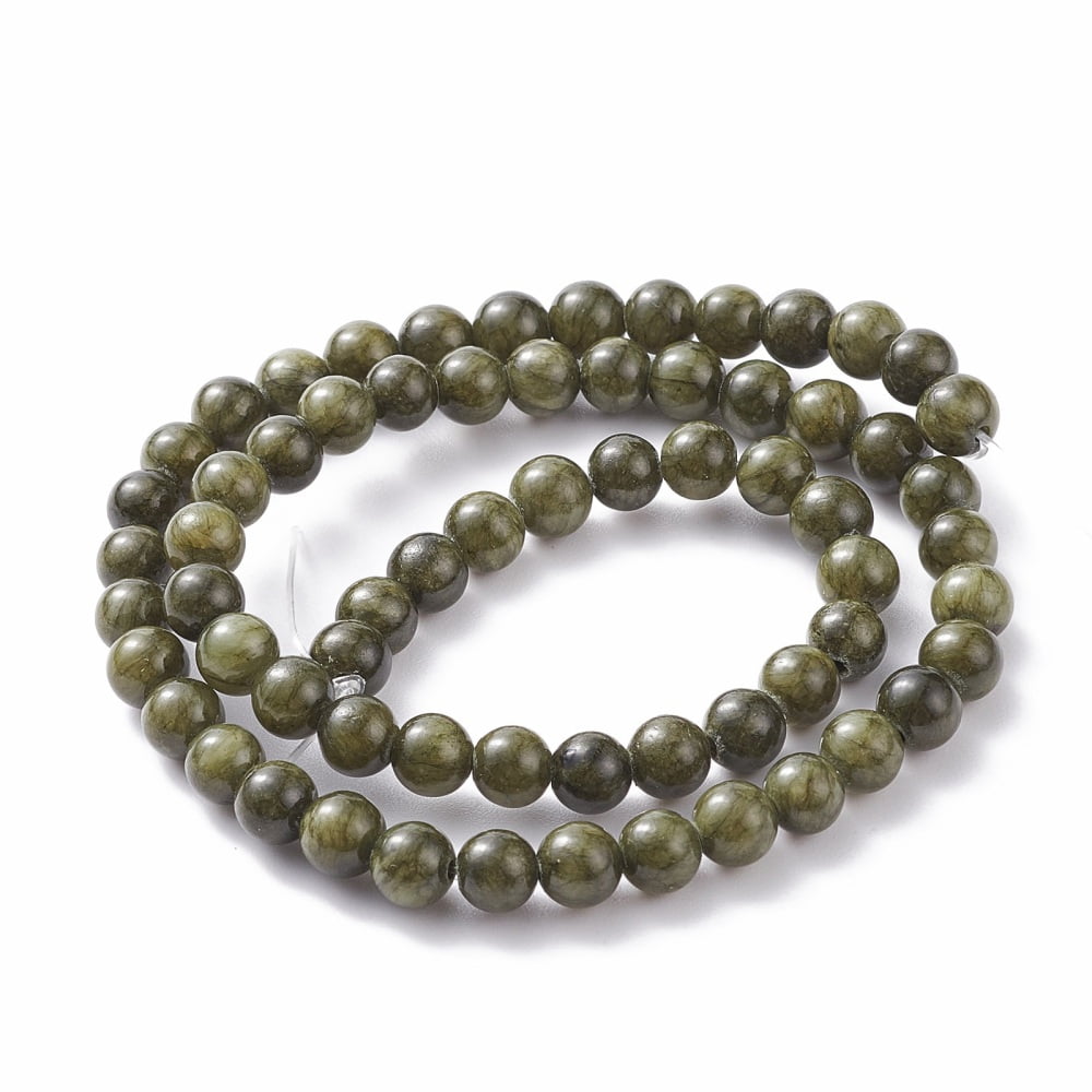 Natural Green Jade Dyed Round Beads Strands Dark Olive Green 6mm Hole: 0.7mm 64pcs/strand 15.5 inch diy
