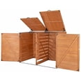 thumbnail image 5 of Leisure Season Medium Horizontal Wood Trash and Recycling Storage Shed in Brown, 5 of 6