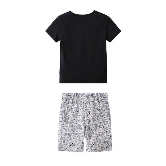Vedolay Short Sets For Boys Kids Hawaiian Outfits For Boys Graphic Print Tee Shirt & Short Set 2Pcs Summer Beach Clothes Set,Black 4-5 Years