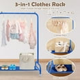 thumbnail image 4 of Wdmiya Blue Kids Clothing Rack, Baby Clothes Rack for Hanging Clothes with Wheels and Bottom Storage Shelf, Small Toddler Garment Rack Kids Dress Up Storage Rack for Coats, Skirts, Dance, 4 of 7
