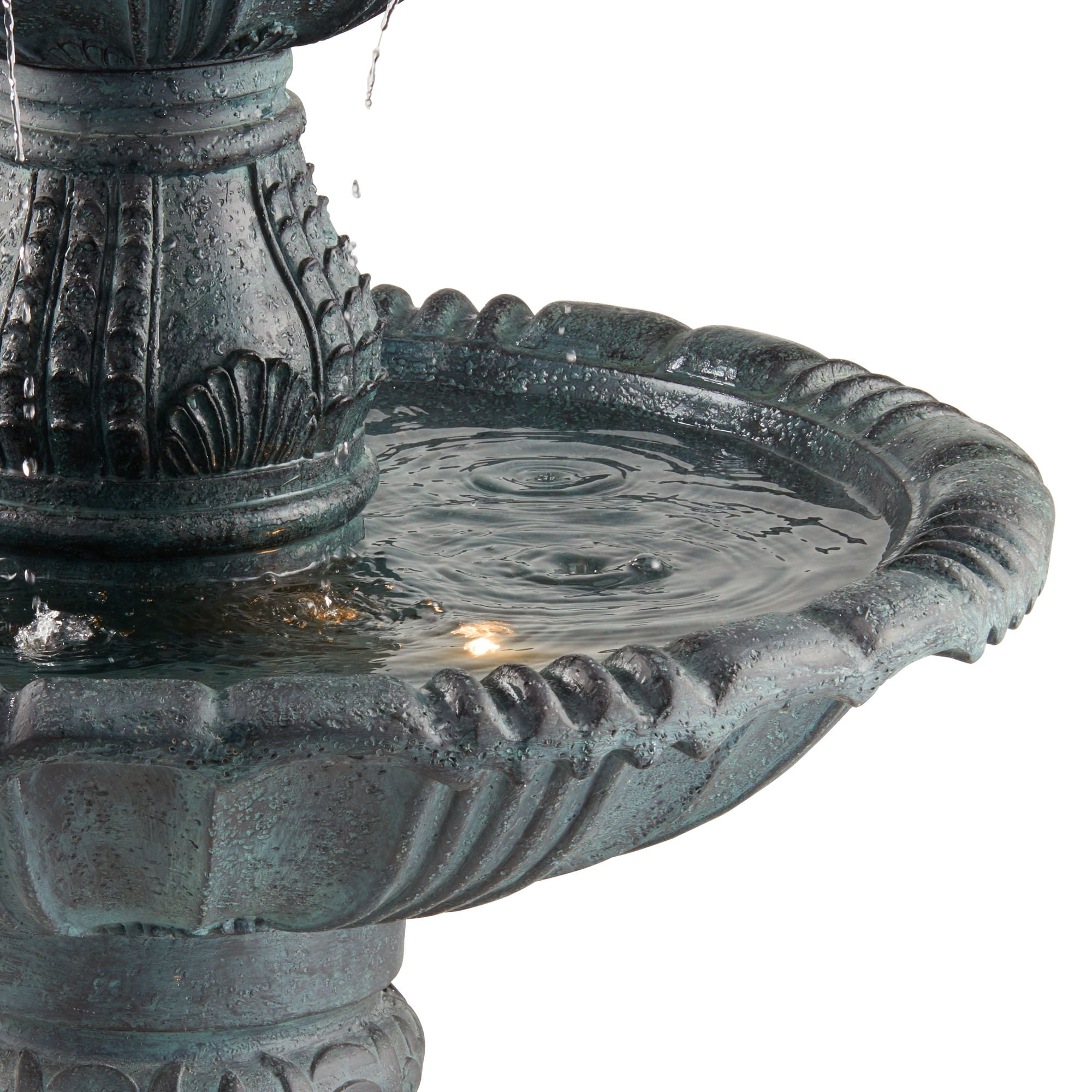 Hampton 56 3/4" High Large Italian Outdoor Decor Slate Stone Floor Fountain with Light LED 4-Tier Outside