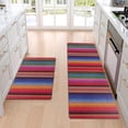 thumbnail image 2 of Striped Kitchen Rugs Set of 2, Cushioned Anti-Fatigue Kitchen Mats for Floor, Boho Rainbow Color Kitchen Mats, Non-Slip Waterproof Kitchen Floor Mat Washable for Kitchen, Home, Office, Laundry, 2 of 6