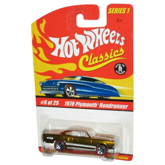 Hot Wheels Classics Series 1 (2004) Gold 1970 Plymouth Roadrunner Toy Car #9/25