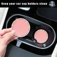 thumbnail image 4 of Yazoeia 2 Pack Bling Car Cup Coaster, 2.75 Inch Rhinestone Silicone Auto Cup Holder Insert Coaster, Anti Slip Crystal Soft Rubber Cup Pad, Universal Vehicle Accessories for Women (Pink), 4 of 6