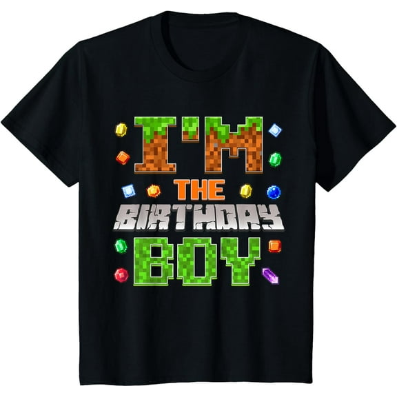 I'm The Birthday Boy Bday Party Video Gamer Pixel Number Boys T-Shirt