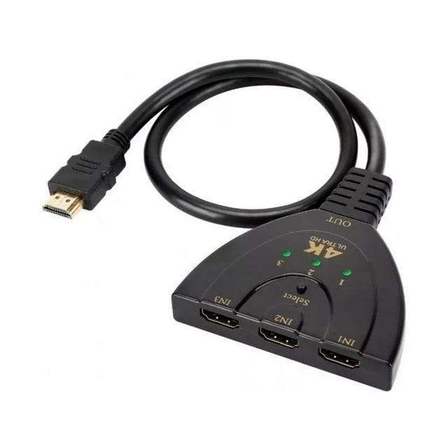 CONMUTADOR DE VIDEO DE 3 PUERTOS, Enchufe 4k y Juego Negro 3 en 1 Out Conmutador de Interfaz Multimedia HD para Monitor