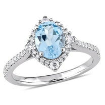 Everly Women's Topaz and Sapphire 10K White Gold Engagement Ring