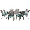 Hanover Traditions 9-Piece Rust-Free Aluminum Outdoor Patio Dining Set with Blue Cushions, 8 Dining Chairs and Aluminum Square Dining Table, TRADDN9PCSQ-BLU