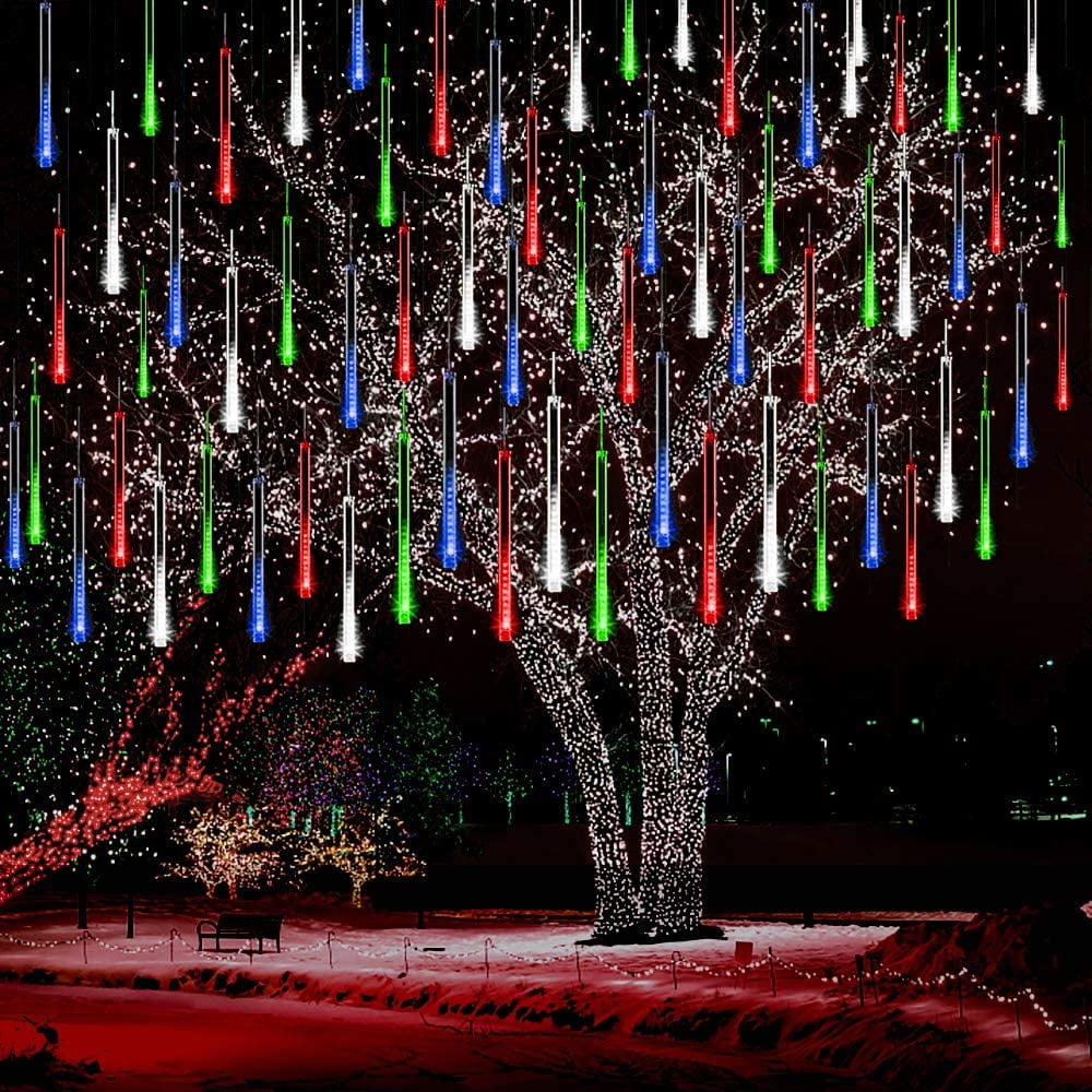 Icicle Christmas Lights Outdoor, Meteor Shower Lights 12 inch 8 Tube Cascading Lights for Xmas Tree Decor Wedding Party, Christmas Outdoor Decorations, UL Plug Multi - Walmart.com