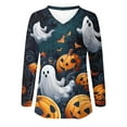 thumbnail image 5 of jobturf Halloween Shirts for Women Cute Ghost Printed T-Shirt Novelty Casual Long Sleeve Blouses Halloween Party Tee Tops, 5 of 5