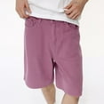 thumbnail image 6 of Mens Jeans Casual Solid Color Straight Leg Denim Shorts Classic Comfortable Stretch Summer Loose Mens Jorts YB Purple S, 6 of 9