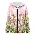 thumbnail image 5 of Easter Bunny Print Women's Hoodie Long Sleeve Zip Up Loose Fit Fall Casual Sweatshirt Crewneck Pullover Tops, 5 of 5
