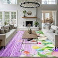 thumbnail image 3 of 8'x10' Area Rugs, Purple Easter Indoor Outdoor Area Rug for Living Room Bedroom, Spring Botanical Floral Rabbit Butterfly Washable Bathroom Rugs Kitchen Floor Carpet Mats Home Decor Aesthetic, 3 of 8