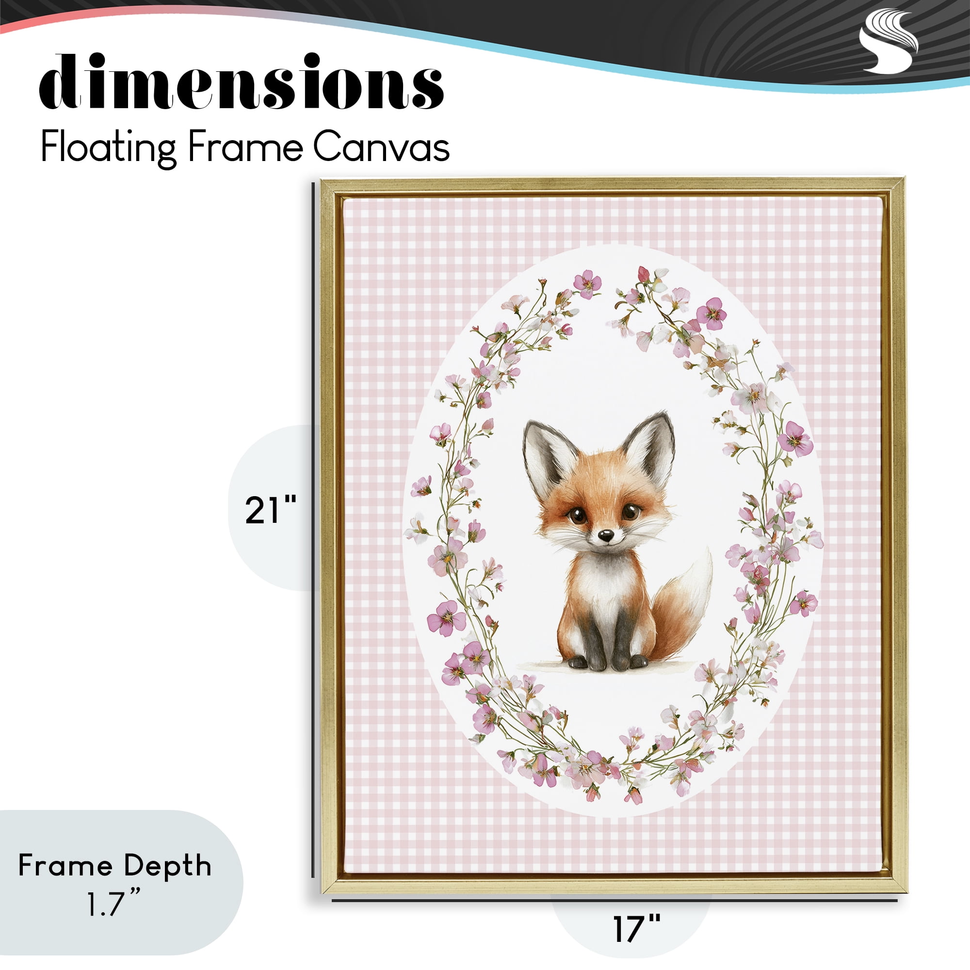 Stupell Industries Fox with Cherry Blossoms Gold Framed Floater Canvas Wall Art, design by Christine Simpson Art