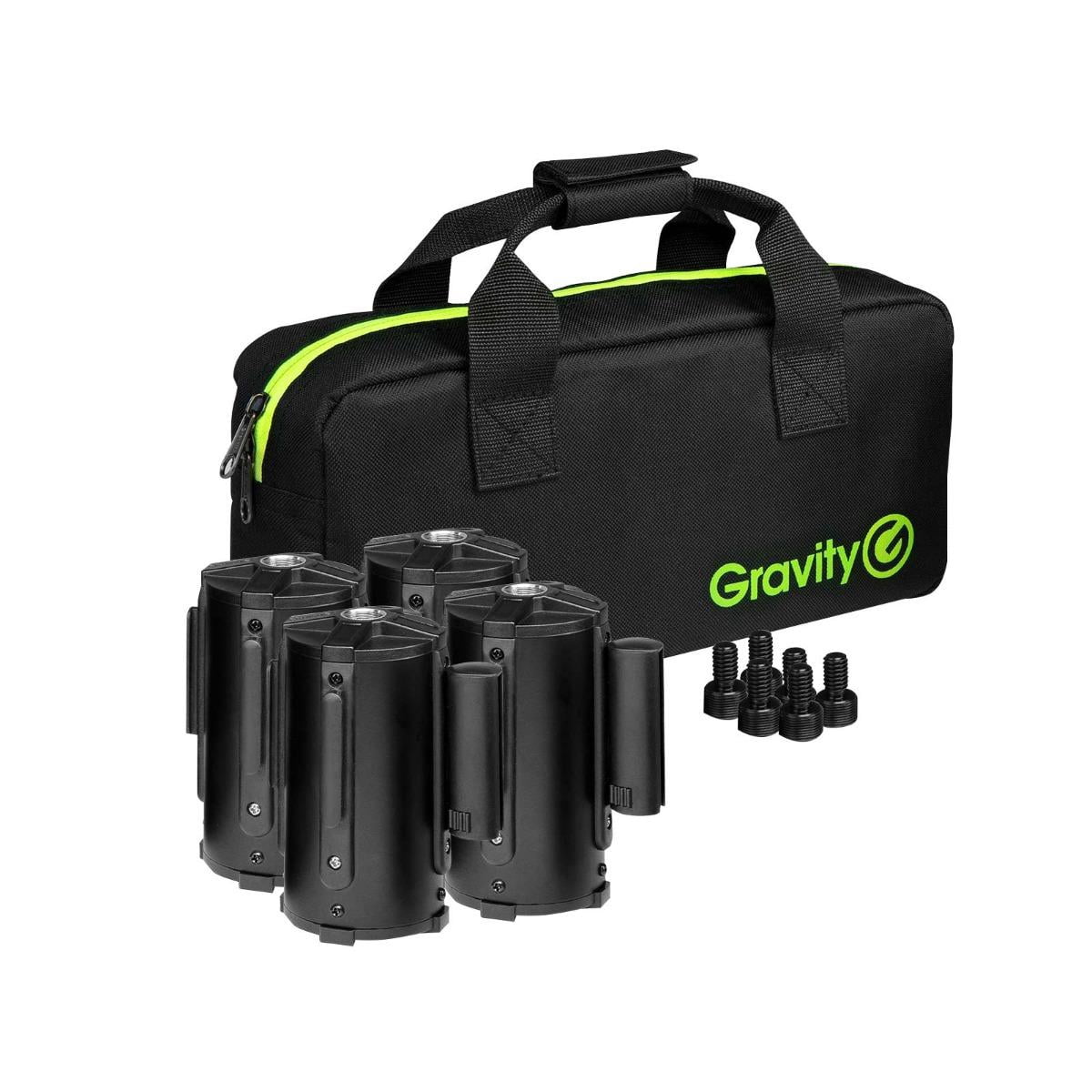 Gravity GMS23 Black Round Base Microphone Stands with Retractable Crowd Barrier Cassettes Four Package