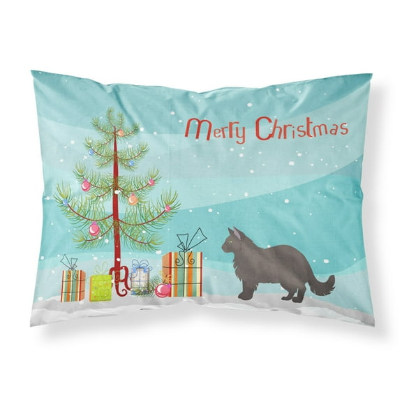 York Chocolate 2 Cat Merry Christmas Fabric Standard Pillowcase