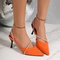 thumbnail image 5 of Women Rhinestone Low Heel Pointed Toe Sparkly Wedding Dress Shoes Summer Summer Slip-On Dress Shoes for Wedding Closed Toe Slingback Shoes, 5 of 9
