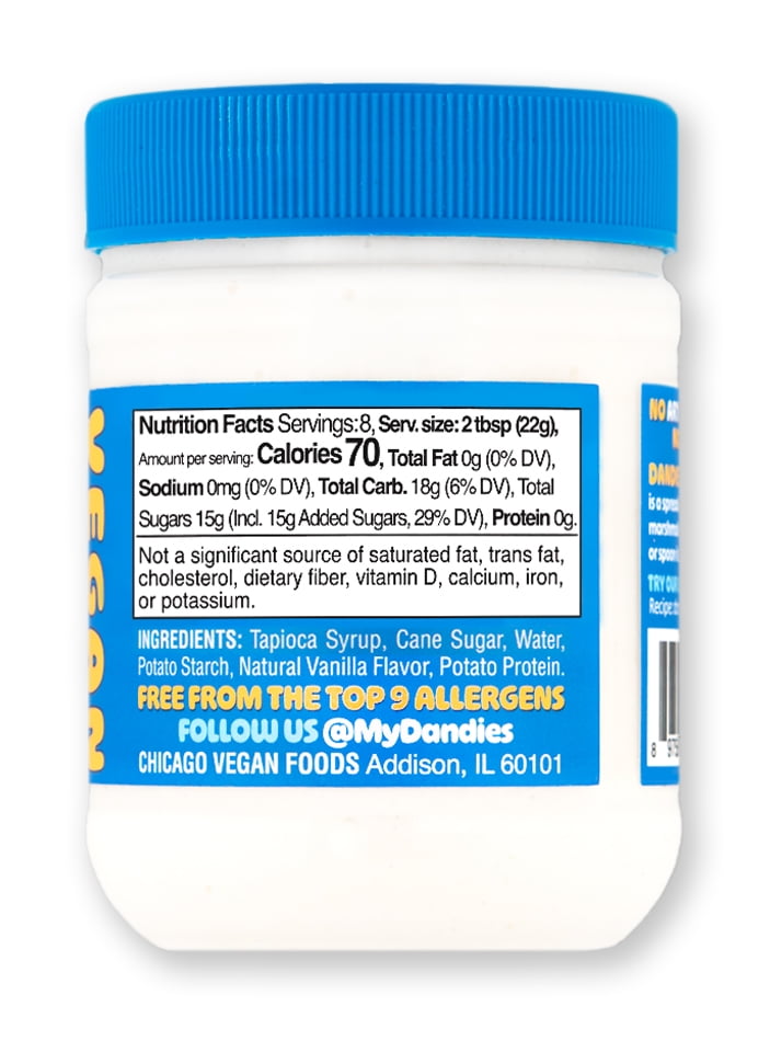 Dandies Vegan Marshmallow Cream, Vanilla, 6.3 oz Jar