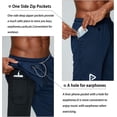 thumbnail image 2 of Pinkbomb Pantalones cortos para correr 2 en 1 para hombre, pantalones cortos para gimnasio, entrenamiento, secado rápido, con bolsillo para teléfono (azul marino mediano), 2 of 5