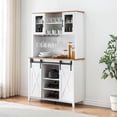 thumbnail image 4 of Juiluna Farmhouse Coffee Bar Cabinet with Sliding Barn Door, 70" Tall Buffet Cabinet with Storage Shelves, Liquor Cabinet with Wine and Glasses Rack,Sideboard Cupboard for Kitchen,Dining Room, White, 4 of 8
