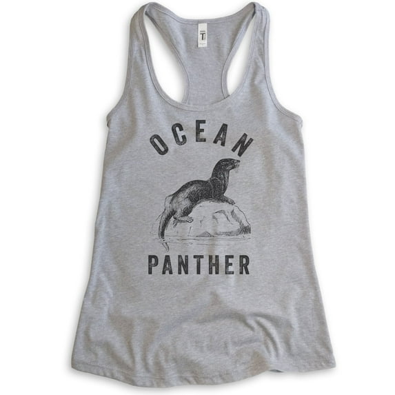 Ocean Panther Seal Tank Top, Ladies Racerback Tank Top, Seal Tank, Funny Animal Tank, Heather Gray, Medium
