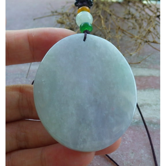 Certified Lavender Green Burma Natural A Jade jadeite pendant Rectangle Necklace 667126 TN