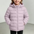 thumbnail image 2 of JZEJING Padded Jackets for Girls Solid Color Long Sleeve Puffer Coat Winter Zip up Hooded Thermal Quilted Outerwear with Pocket Girls Clothes Size 6, 2 of 7
