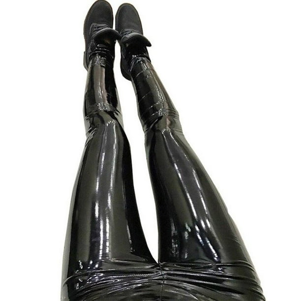 LIDYCE Women Leggings Zipper Faux Leather Club Party Skinny Shiny Pants  Trousers - Walmart.com