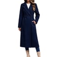 thumbnail image 2 of Trikvn Long Wool Blend Pea Coat for Women Notched Lapel Belted Waist Double Breasted Long Sleeve Elegant Overcoat with Pockets Winter Dressy S-3XL, 2 of 6