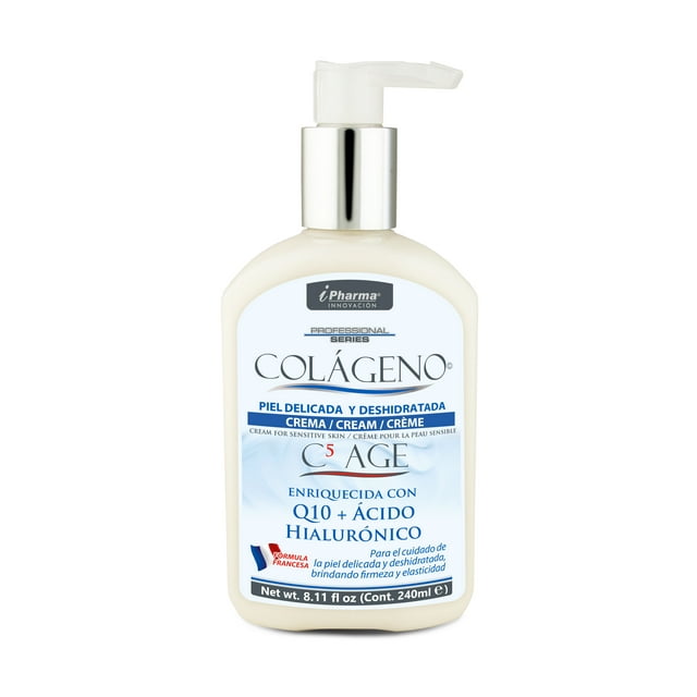 Crema con Péptidos de Colágeno C5 AGE con Acido Hialurónico 240 ml Envase con tapa dosificadora