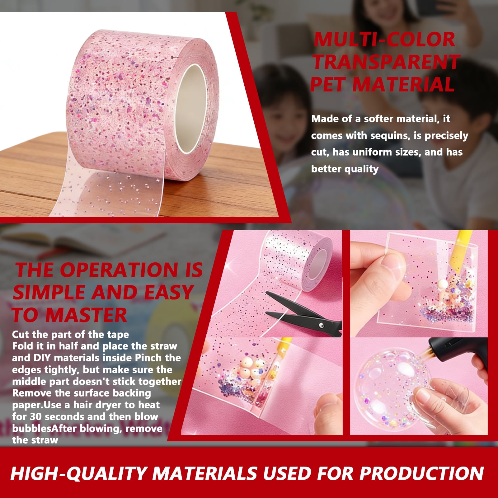 Arcticwind 63Pcs Nano Tape Bubble Kit, Nano Double Sided Adhesive Tape Bubbles,Nano Tape Toys Kit for DIY Party Activities Toys