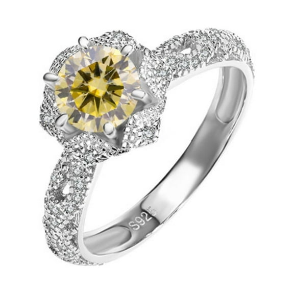 Moissanite Engagement Rings for Women 1ct D Color VVS1 Clarity Sterling Silver Diamond Rings Green/Yellow/Red Moissanite Wedding Bands with Certificate