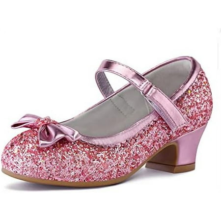 

K KomForme Pink Girl s Dress Shoes Mary Jane 1.5in Low Heel Wedding Party Princess 12M
